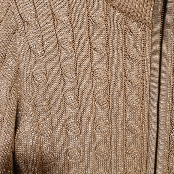 RALPH Lauren Active Metallic Gold Cardigan Sz M/M - Picture 3 of 7